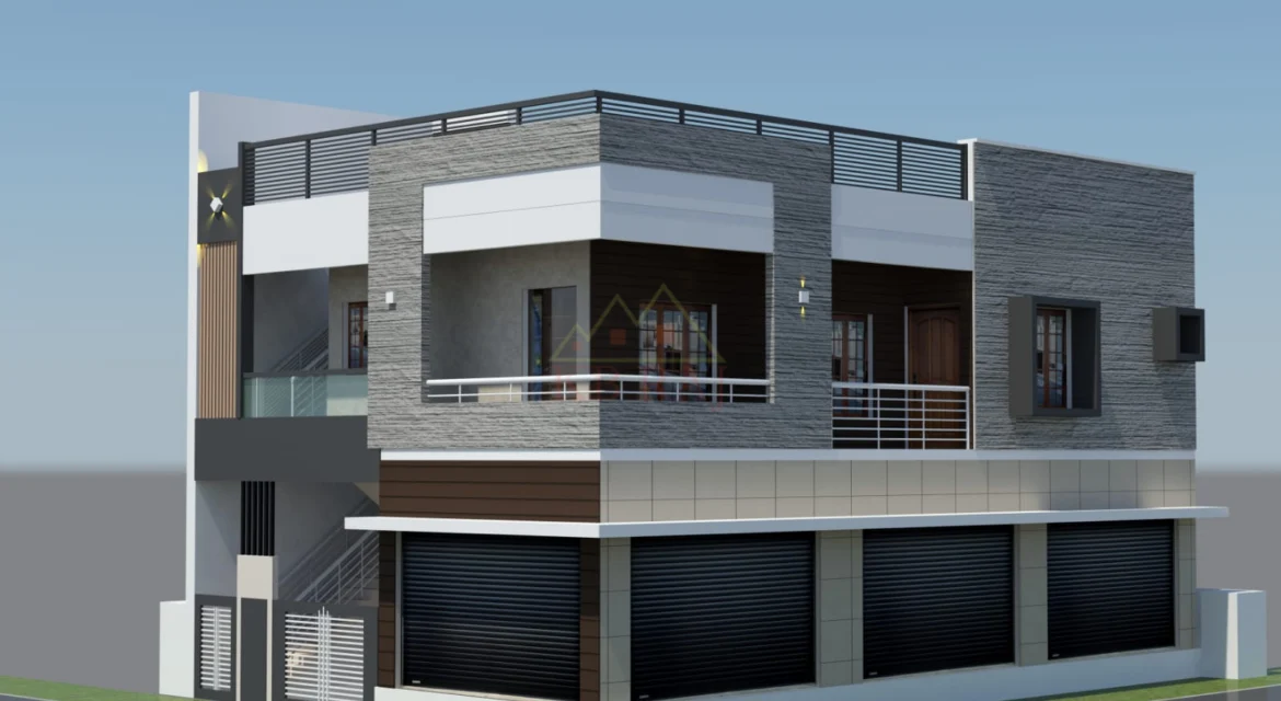 3D Four-Unit Building Design